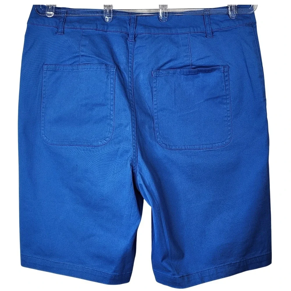 Denim & Co Royal Blue Chino Shorts Womens 6‎ Cotton Stretch Twill Bermuda EUC